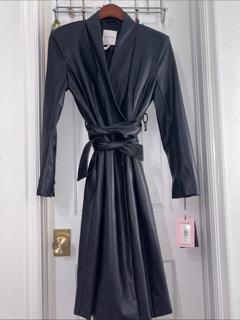 NWT AVEC LES FILLES  Carbon Long Line Silhouette Waist Cinched Coat  NWT - Picture 10 of 11